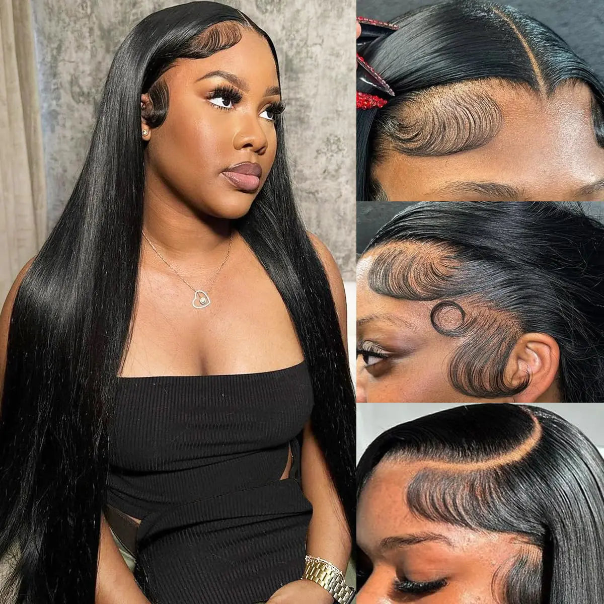 Straight Human Hair Wigs for Black Women Lace Front Wigs Pre Plucked Glueless 13x6 HD Lace Front Wigs Human Hair 180% Density Straight Frontal Wigs Human Hair 32 Inch