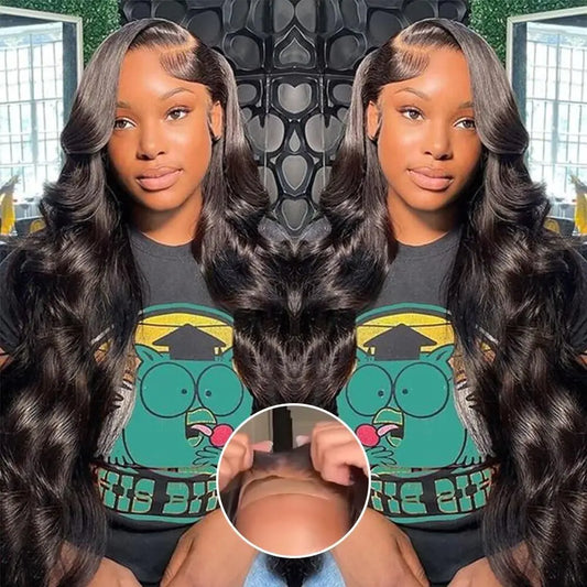 28inch 5x5 HD Lace Front Wigs Human Hair 220% Density Body Wave Lace Closure Wigs Human Hair Glueless Wigs Human Hair Pre Plucked Pre Cut for Beginners Ready to Go Wig Natural Black