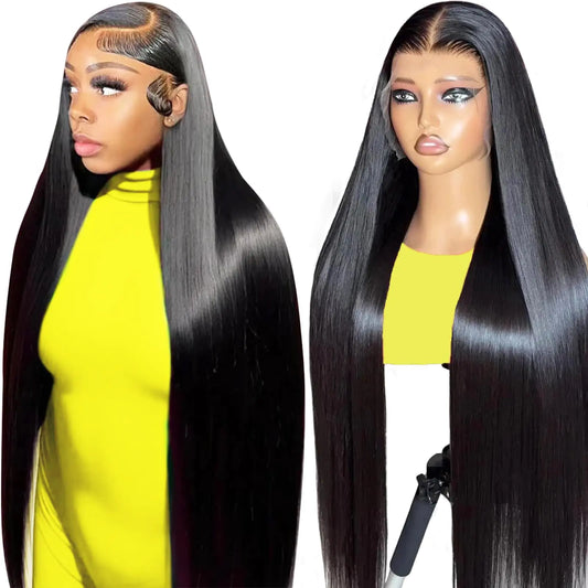 40 Inch Wig Human Hair 200 Density 13x6 Lace Front Wigs Human Hair Pre Plucked with Baby Hair 15A Glueless Straight Frontal Human Hair Wigs For Black Women