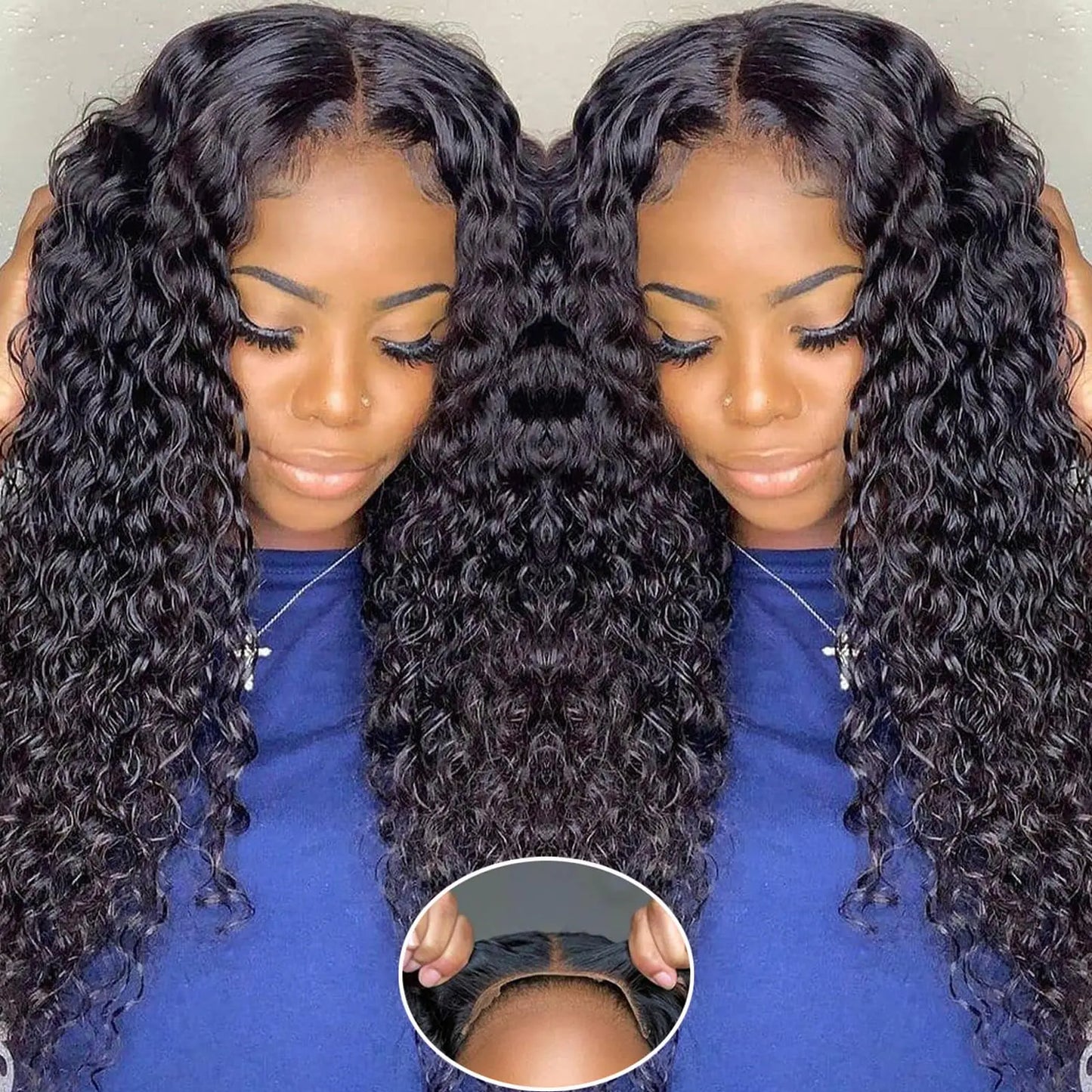 Wear and Go Glueless Wigs Human Hair Pre Plucked Pre Cut 5x5 HD Lace Closure Wigs Human Hair Water Wave Human Hair Wigs Real 180% Density Loose Deep Wave Closure Wig 20 Inch