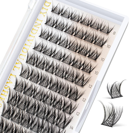Lala Hair Lash Clusters 72 Pcs D Curl Eyelash Clusters Super Fluffy Lightweight Individual Lashes 8-16MM Cluster Eyelash Extensions Soft Comfortable Wispy Natural Lashes DIY At Home(MermaidFD34)