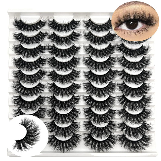 IFSOWDRA Mink Lashes Wispy Fluffy 3D Mink Strip 16-18mm Long Volume False Eyelashes Mink D Curl Dramatic Eyelashes Cat Eye Lashes Pack
